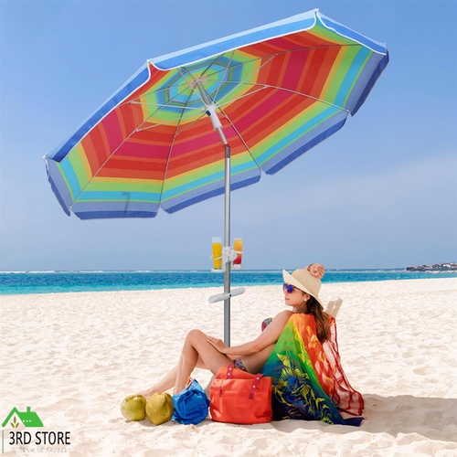 Centra 2.2M Outdoor Beach Umbrella Tilting Patio Tropical Shelter Parasol
