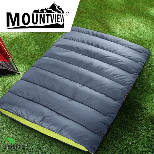 Mountview Double Sleeping Bag Bags Outdoor Camping Hiking Thermal -10? Tent Grey