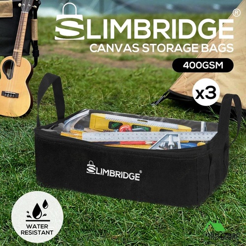 Slimbridge 3PCS Camping Canvas Storage Bags Portable Caravan Adventure Organiser
