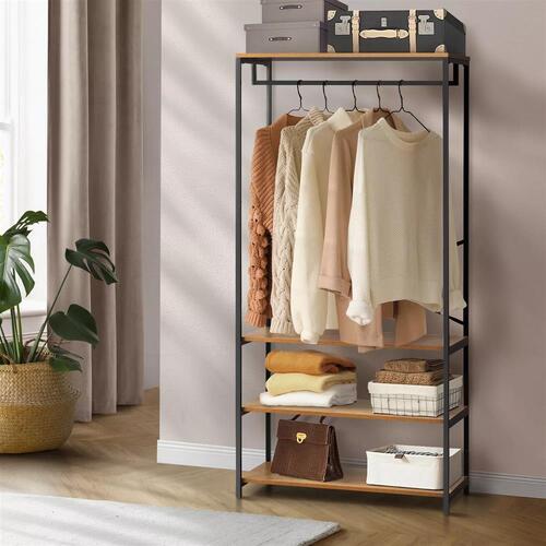 Clothes Rack Open Wardrobe Garment Coat Hanging Rail Metal 4 shelves