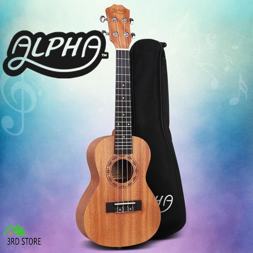Alpha 23" Concert Ukulele Mahogany Ukuleles Uke Hawaii Guitar w/ Carry Bag Tuner