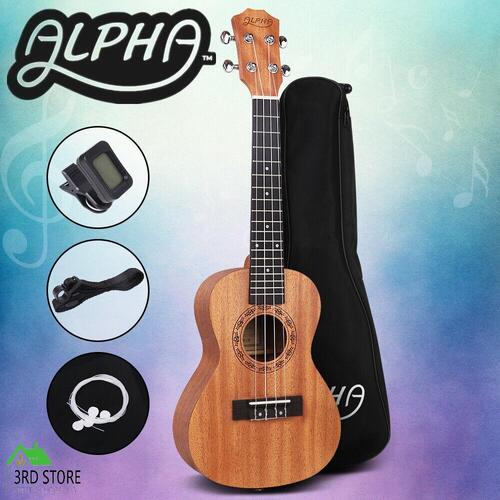 Alpha 26" Tenor Ukulele Mahogany Ukuleles Uke Hawaii Guitar w/ Carry Bag Tuner