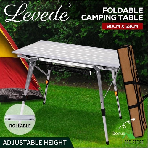 Levede Camping Table Roll Up Folding Portable Aluminium Outdoor BBQ Desk Picnic