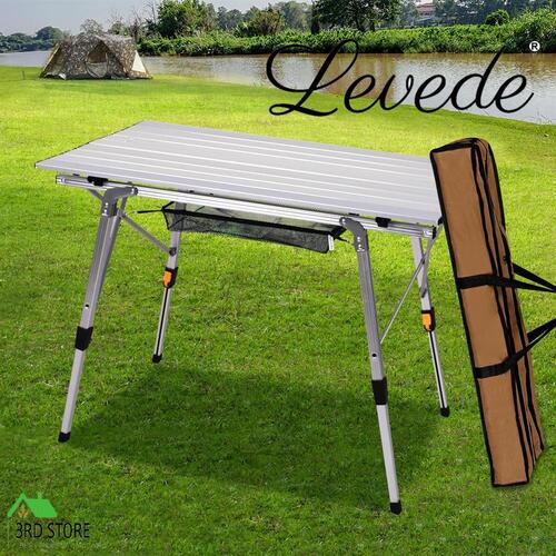 Levede Camping Table Roll Up Folding Portable Aluminium Outdoor BBQ Desk Picnic