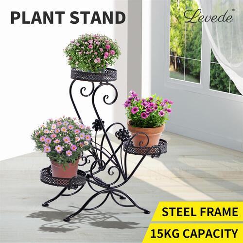 Levede Plant Stand Outdoor Indoor Metal Flower Pots Rack Corner Planter Shelf