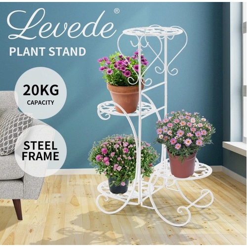 Levede Plant Stand Outdoor Indoor Metal Flower Pots Rack Corner Planter Shelf