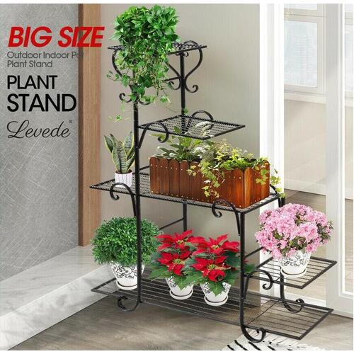 Levede Plant Stand Outdoor Indoor Metal Flower Pots Rack Garden Corner Shelf