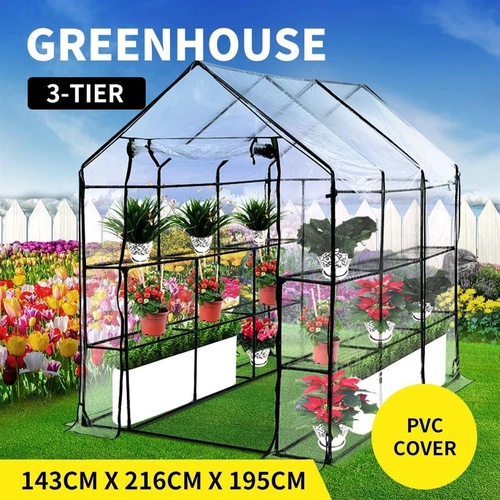 3 Tier Walk In Greenhouse Garden Shed PVC Cover Film Tunnel Green House Plant
