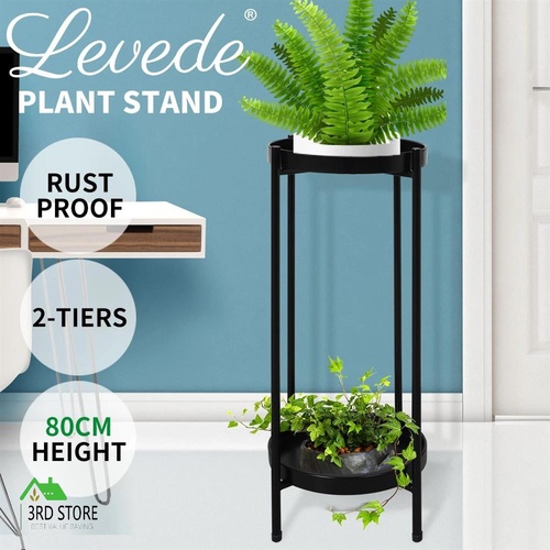 Levede 2 Tier Plant Stand Outdoor Indoor Metal Flower Pot Rack Garden Shelf