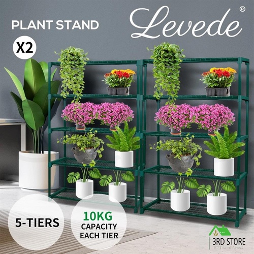 2x 5 Tier Plant Shelve Garden Greenhouse Steel Storage Shelving Frame Stand Rack