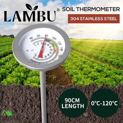 90cm Soil Thermometer Compost Garden Ground Stainless Steel 0-120deg Fertilizer