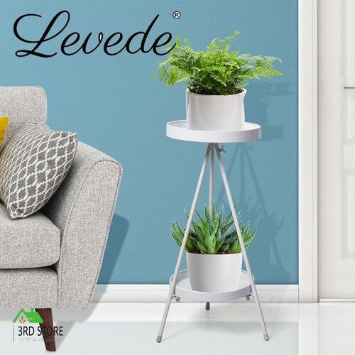 RETURNs Levede Plant Stand 2 Tiers Outdoor Indoor Metal Flower Pots Rack Garden Pink