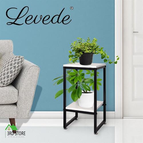 Levede Plant Stand Garden Home Outdoor Indoor Flower Pot Shelf Metal White S