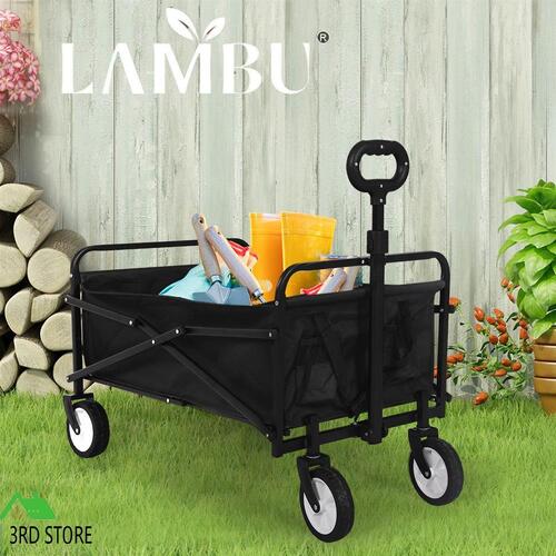 Lambu Garden Trolley Cart Foldable Picnic Wagon Outdoor Camping Trailer Black