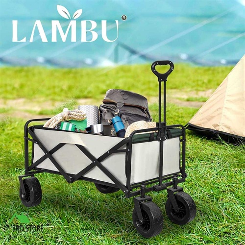 RETURNs Lambu Garden Camping Trolley Outdoor Garden Wagon Cart Folding Widen Large Picnic Beige