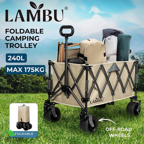 RETURNs Lambu Folding Wagon Cart 240L Garden Outdoor Camping Shopping Trolley Wheels