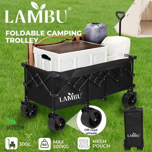 Lambu Folding Wagon Cart 300L Garden Outdoor Camping Shopping Trolley Wheels