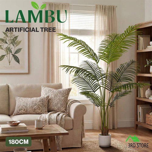 Lambu Artificial Tree Palm Fake Leaves Large Artificial Plants Indoors 180cm