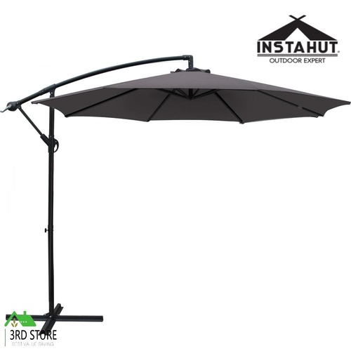 Instahut Outdoor Umbrella Cantilever UV Garden Shade Patio Umbrellas Charcoal 3M