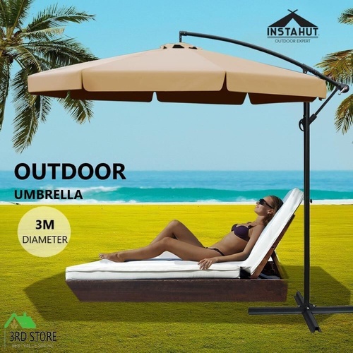 Instahut Umbrella Outdoor Umbrellas Cantilever Sun Garden Deck Shade Patio BG 3M