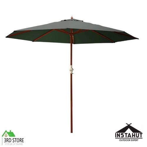 Instahut Outdoor Umbrella Pole Stand Sun Beach Garden Deck Umbrellas Charcoal 3M