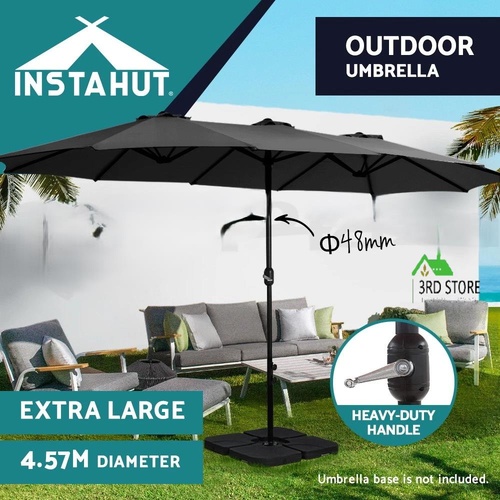 Instahut Outdoor Umbrella Twin Umbrellas Beach Garden Stand Base Sun Shade 4.57m