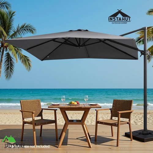 Instahut Outdoor Umbrella 3m Umbrellas Cantilever Stand Sun Roma 360 Degree