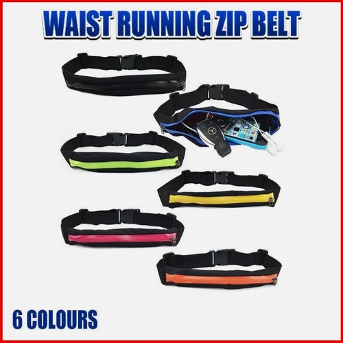 Uniwide RUNNING BELT Black Blue Reflective Stretch Belt Bag 2 Pouch Water Resist