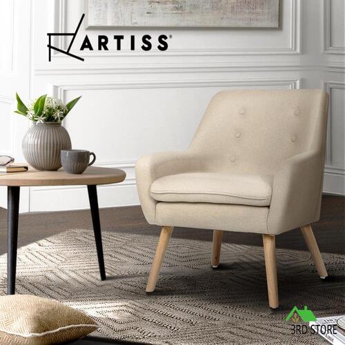 Artiss Armchair Lounge Chair Accent Armchairs Fabric Single Sofa Chairs Beige