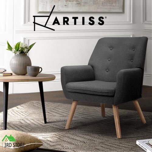 Artiss Armchair Tub Chair Single Accent Armchairs Sofa Lounge Fabric Charcoal