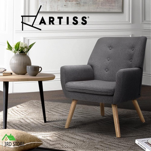 Artiss Armchair Lounge Chair Fabric Sofa Accent Chairs Tub Armchairs Grey
