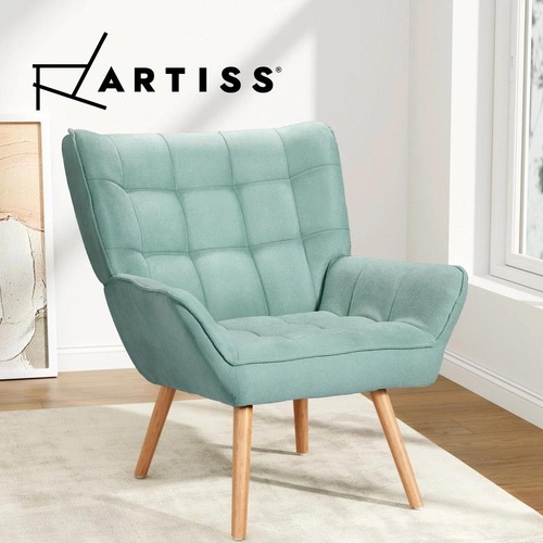 Artiss Armchair Lounge Chair Accent Chairs Sofa Linen Fabric Cushion Seat Blue