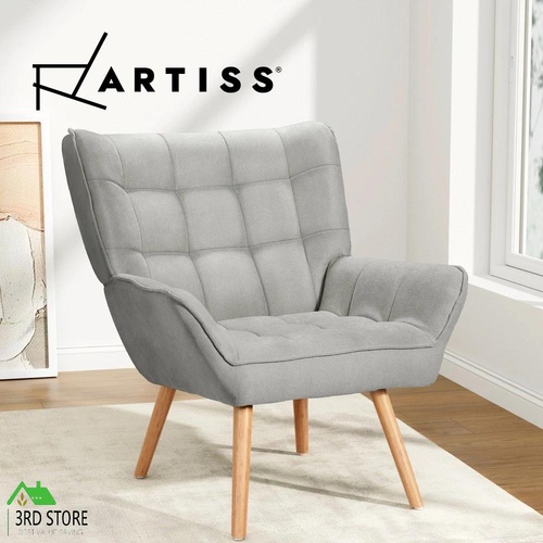 Artiss Armchair Lounge Chair Accent Chairs Sofa Linen Fabric Cushion Seat Grey