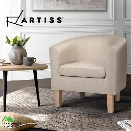 Artiss Armchair Lounge Chair Tub Accent Armchairs Fabric Sofa Chairs Wooden