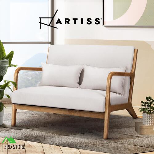 Artiss Armchair Lounge Chair Accent Armchairs Couch Sofa Loveseat Beige Wood