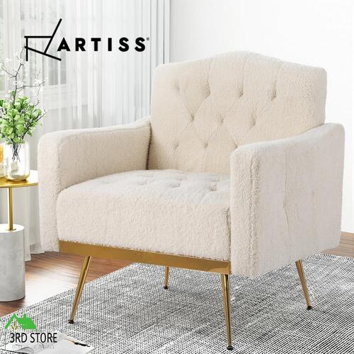 Artiss Armchair Lounge Chair Armchairs Accent Tub Chairs Sherpa Boucle Beige