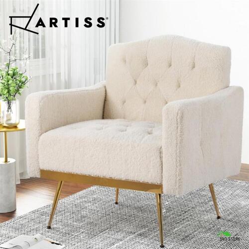 Artiss Armchair Lounge Chair Armchairs Accent Tub Chairs Sherpa Boucle Beige