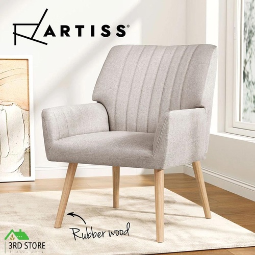 Artiss Armchair Lounge Chair Armchairs Accent Chairs Sofa Couch Fabric Beige