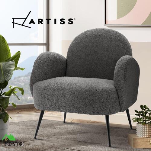 Artiss Armchair Lounge Chair Armchairs Accent Arm Chairs Sherpa Boucle Charcoal