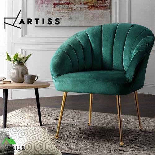 Artiss Armchair Lounge Chair Accent Armchairs Chairs Velvet Sofa Green Couch