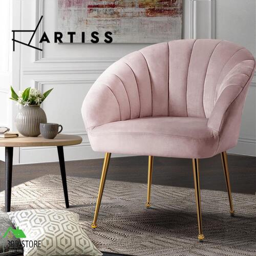 Artiss Armchair Lounge Chair Armchairs Accent Chairs Velvet Sofa Pink Couch