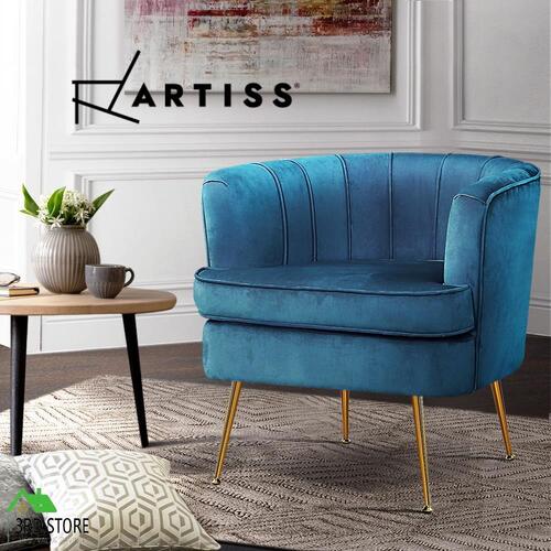 Artiss Armchair Lounge Chair Accent Armchairs Sofa Chairs Velvet Navy Blue Couch