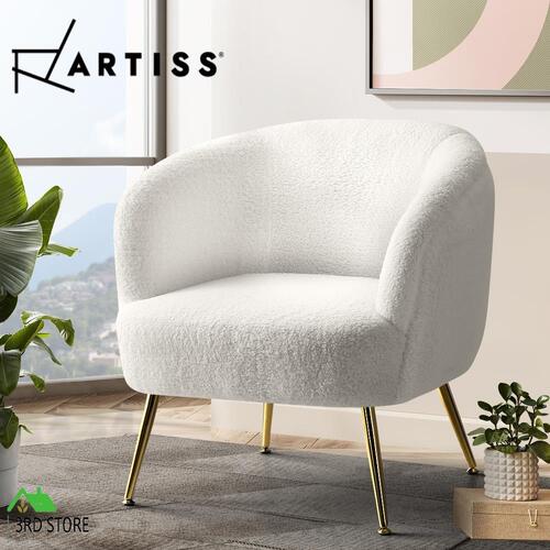 Artiss Armchair Lounge Chair Accent Chairs Armchairs Sherpa Boucle Sofa White