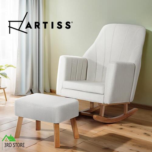 Artiss Armchair Feeding Rocking Chair Fabric Armchairs Lounge Recliner Beige