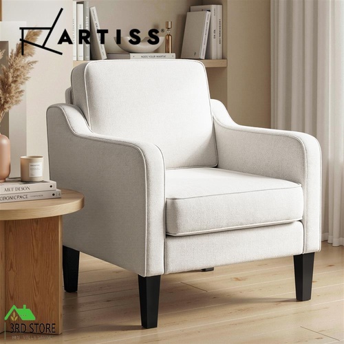 Artiss Armchair Accent Chair Lounge Tub Sofa Couch Arm Seat Linen Fabric Beige