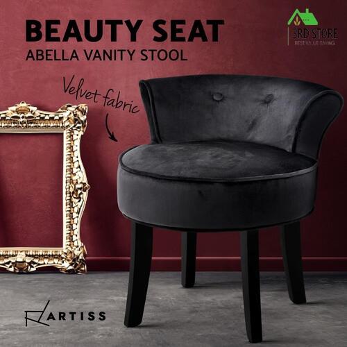 Artiss Velvet Vanity Stool Backrest Stools Dressing Table Chair Makeup Bedroom