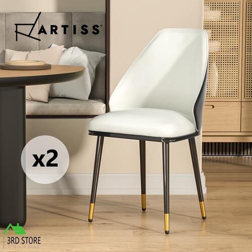 Artiss 2x Dining Chairs Cafe Kitchen Chair Faux Leather Padded Seat White Black