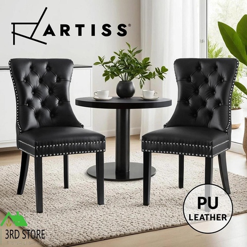 Artiss 2x Dining Chairs French Provincial Chair PU Leather Tufted Black