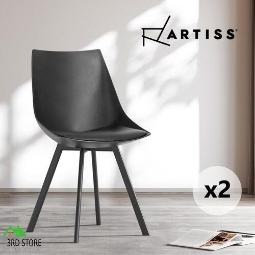 Artiss Lylette Dining Chairs Cafe Chairs PU Leather Padded Seat Set of 2 Black