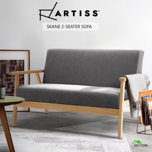 Artiss Armchair 2 Seater Armchairs Sofa Lounge Wooden Fabric Retro Couch